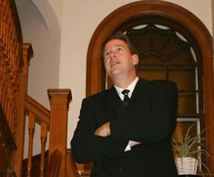 groom waits for his bride at an intimate wedding at Vermont B and B