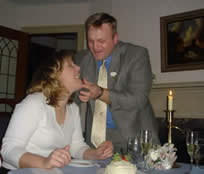 newlyweds having dinner at the Governor's House, a Vermont B&B with inexpensive elopement & honeymoon package