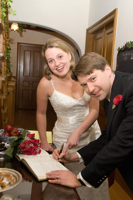 signing a Vermont marriage license, part of elopement special at the Governor's House in Hyde Park, am elegant Vermont bed and breakfast