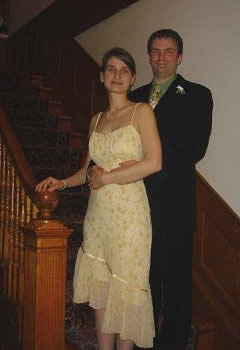 newlyweds on the stairs at The Governor's House, a Vermont Bed and Breakfast Inn with elopement & honeymoon package