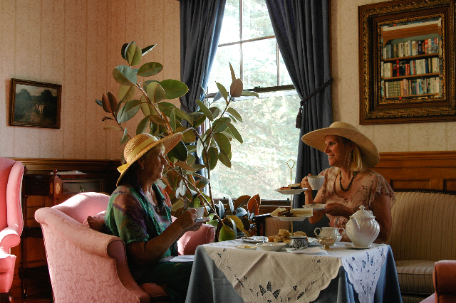 two women having afternoonn tea